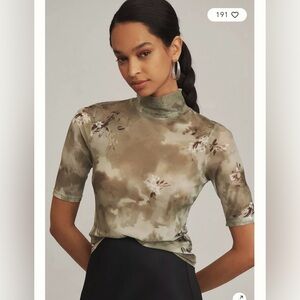 Anthropologie Mesh Short-Sleeve Top Size Large